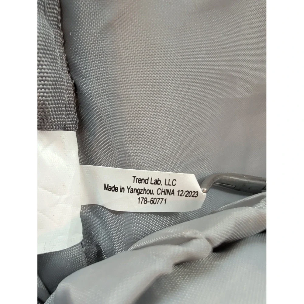 Trend Lab Gray Diaper Bag Backpack‎ Heathered Fabric Brown Trim 178-60771